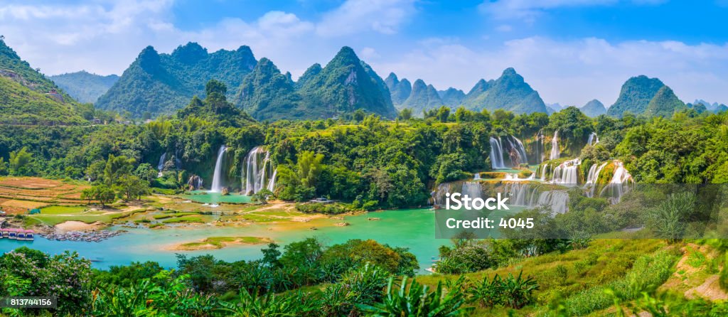 Waterfall Guangxi Chinese Detian cross-border waterfall Landscape - Scenery Stock Photo