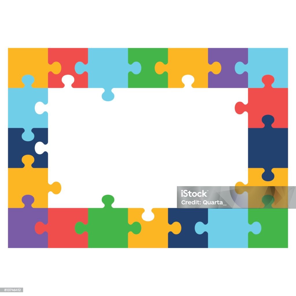 Cornice Puzzle Colore - Immagini vettoriali stock e altre immagini di Due  oggetti - Due oggetti, Tessera di puzzle, Vettoriale - iStock