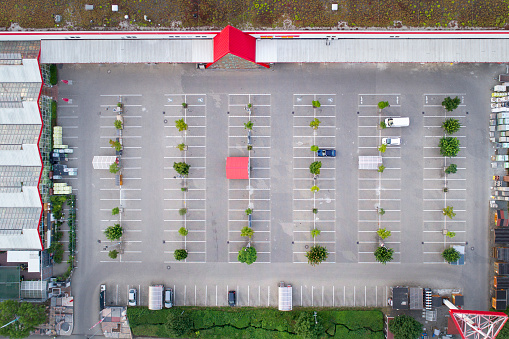 Large empty parking lot - aerial view
