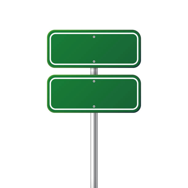 istock Road green traffic sign. Blank board with place for text.Mockup. Isolated information sign. Direction. Vector illustration 813756452