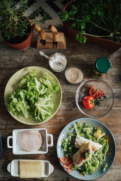 istock View from above at wrap sandwich on a plate 813766702