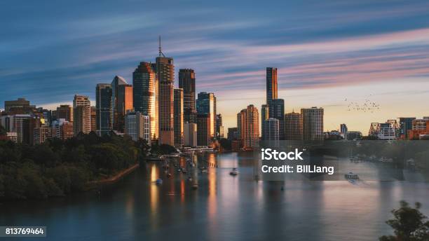 Dawn In The Brisbane City From Kangaroo Point Stock Photo - Download Image Now - Brisbane, Australia, Landscape - Scenery