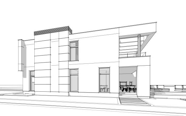 istock 3d rendering  sketch of modern cozy house 813772288