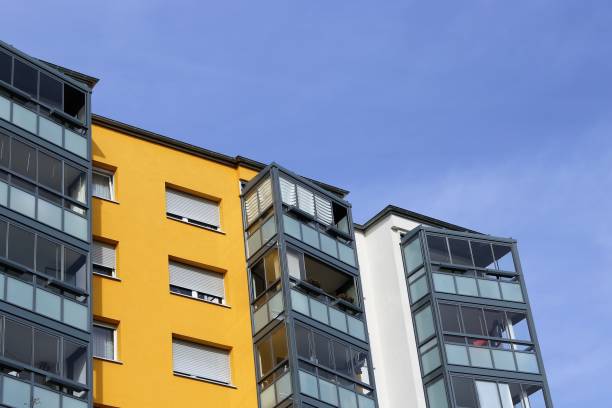 istock Apartment building with glazed balconies 813775404
