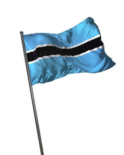 Botswana Flag Waving Isolated on White Background Portrait