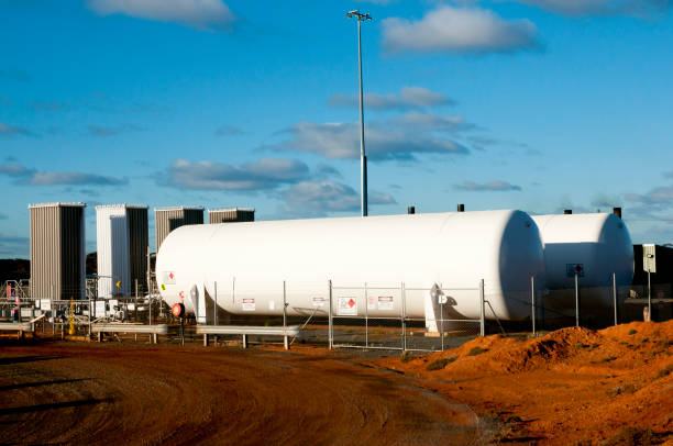 Fuel Tanks on Mine Site - Australia Fuel Tanks on Mine Site - Australia fuel storage tank photos stock pictures, royalty-free photos & images