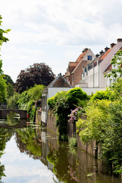 istock Small gardens along a canal 813783006