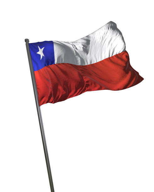 istock Chile Flag Waving Isolated on White Background Portrait 813783008