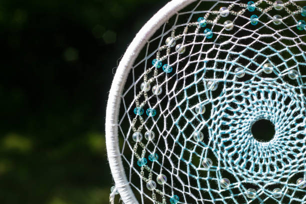 istock Dreamcatcher made of feathers, leather, beads, and ropes 813786482