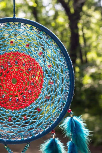 istock Dreamcatcher made of feathers, leather, beads, and ropes 813786864