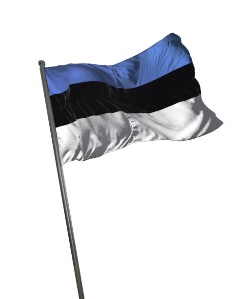 istock Estonia Flag Waving Isolated on White Background Portrait 813786920