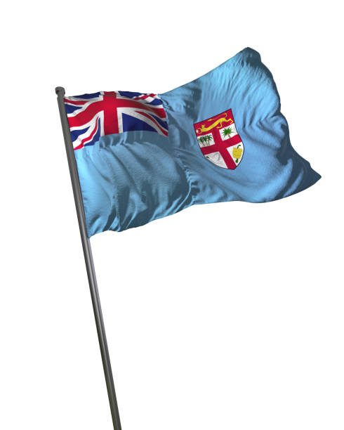 istock Fiji Flag Waving Isolated on White Background Portrait 813787094