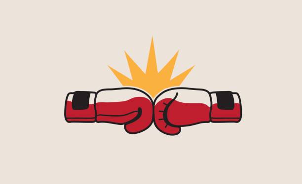 ilustrações, clipart, desenhos animados e ícones de design de símbolo de luta de boxe - boxing glove boxing glove symbol