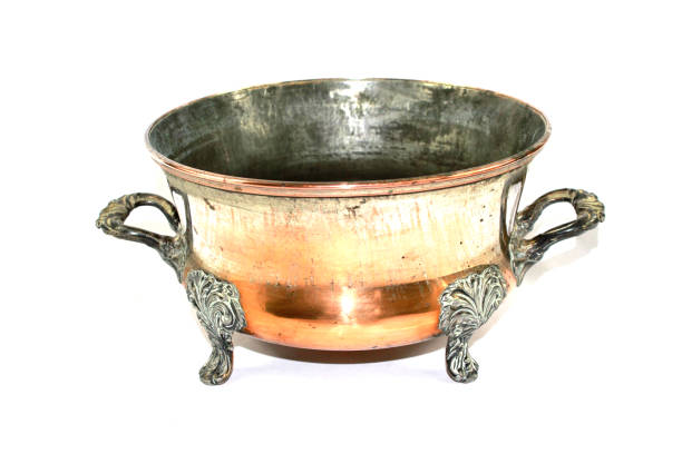 istock Vintage Copper Brass Water Jugs on White Background 813799302