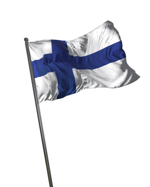 istock Finland Flag Waving Isolated on White Background Portrait 813800426