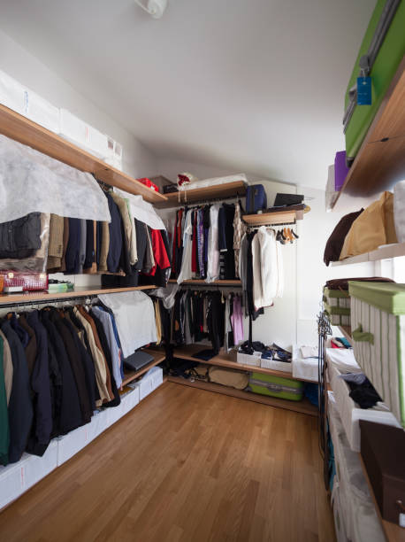 istock Wardrobe with clothes of private home 813803358
