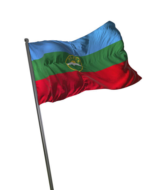 istock Karachay-Cherkessia Flag Waving Isolated on White Background Portrait 813803818