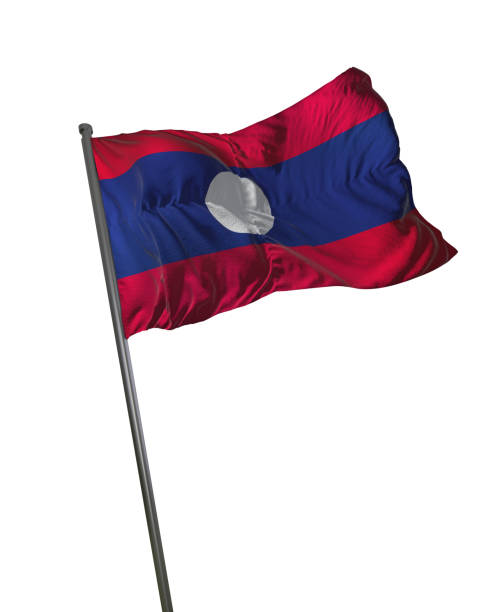 istock Laos Flag Waving Isolated on White Background Portrait 813806250