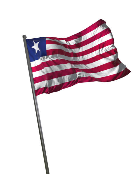 istock Liberia Flag Waving Isolated on White Background Portrait 813806378