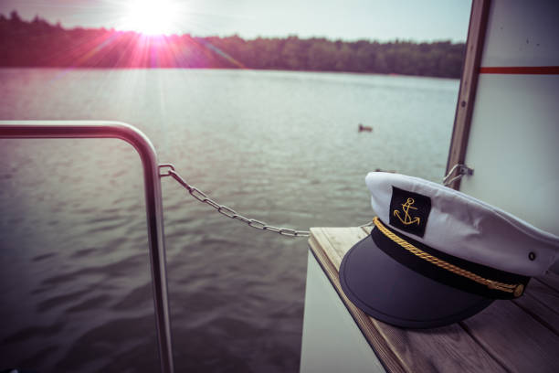 istock Houseboat – Sunset over lake 813813466