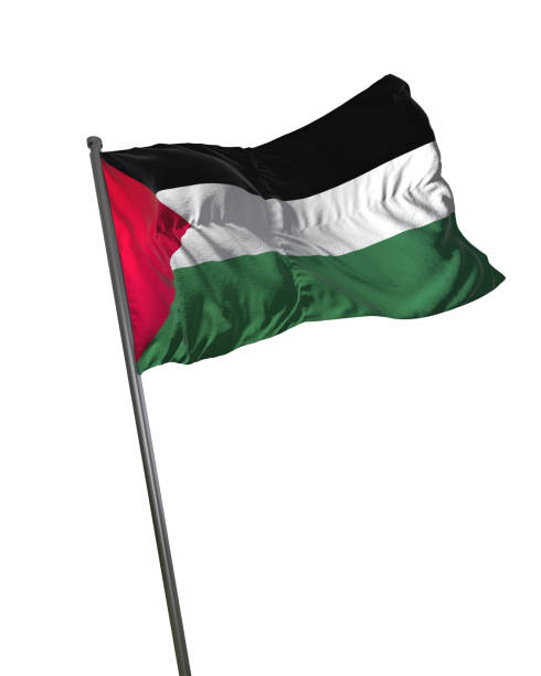 istock Palestine Flag Waving Isolated on White Background Portrait 813815582