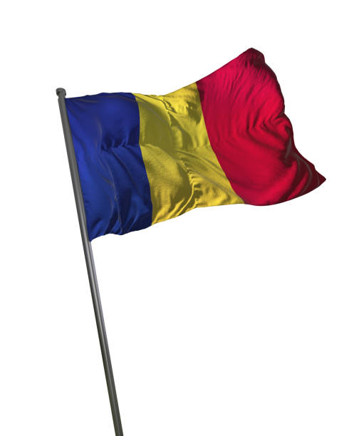 istock Romania Flag Waving Isolated on White Background Portrait 813818080