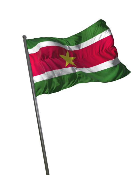 istock Suriname Flag Waving Isolated on White Background Portrait 813822294