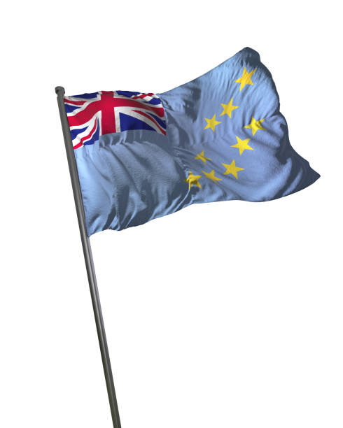 istock Tuvalu Flag Waving Isolated on White Background Portrait 813823446