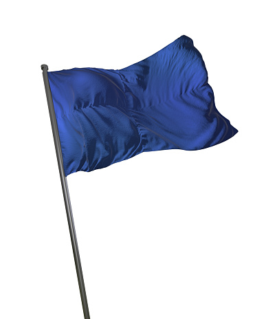 Blue Flag Waving Isolated on White Background Portrait
