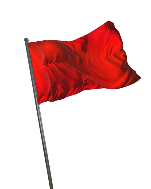 istock Red Flag Waving Isolated on White Background Portrait 813830262