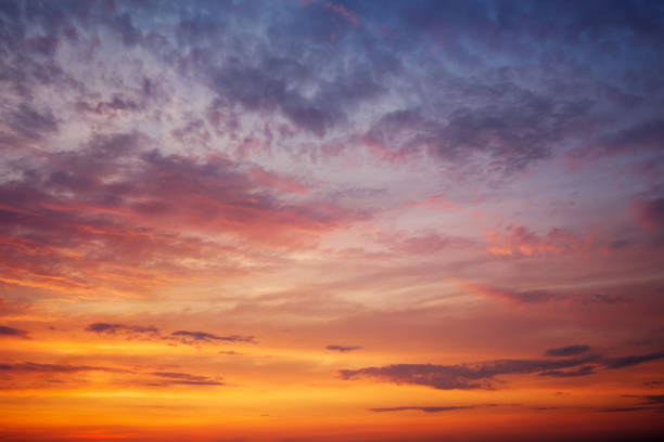 istock Fiery orange colorful sunset sky as background 813830784