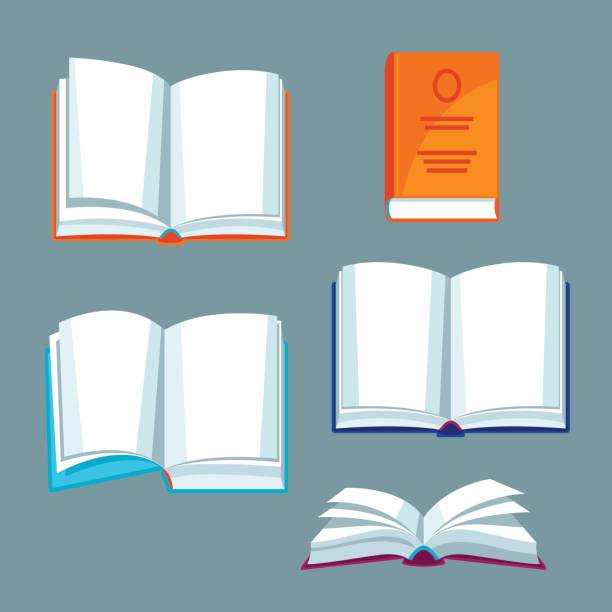 오픈도 서의 집합입니다. 교육 및 학교에 대 한 그림 - notebook dictionary book contemporary stock illustrations