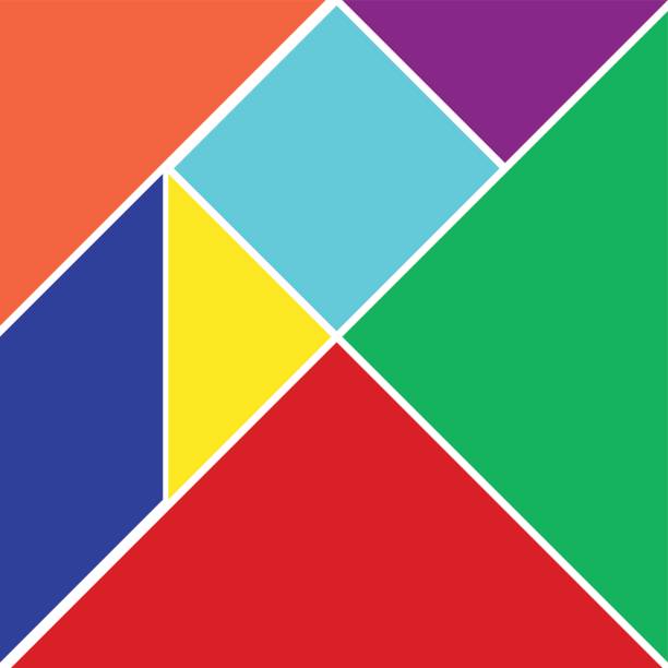 ilustrações de stock, clip art, desenhos animados e ícones de colorful tangram on white background - triangle square equipment work tool