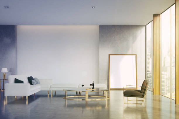istock Vertical poster living room, toned 813860152