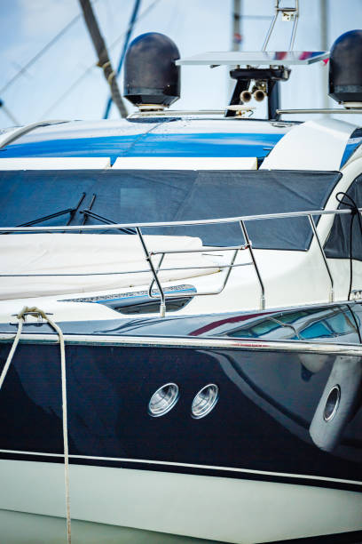 istock Foredeck of modern motor yacht 813865756