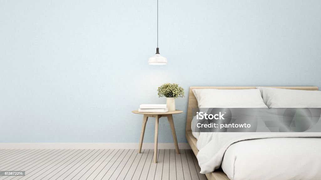bedroom in apartment or home - 3D Rendering Bedroom Stock Photo