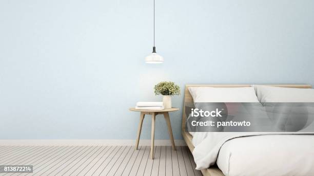 Bedroom In Apartment Or Home 3d Rendering Stock Photo - Download Image Now - Bedroom, Sparse, Bed - Furniture