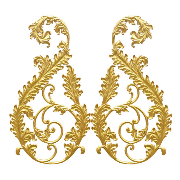 istock Ornament elements, vintage gold floral designs 813877500
