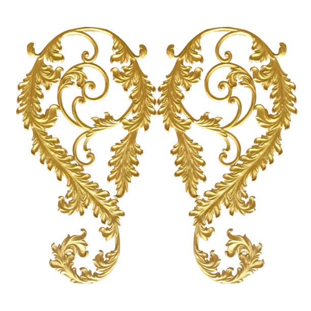 istock Ornament elements, vintage gold floral designs 813888968
