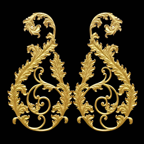 istock Ornament elements, vintage gold floral designs 813892394