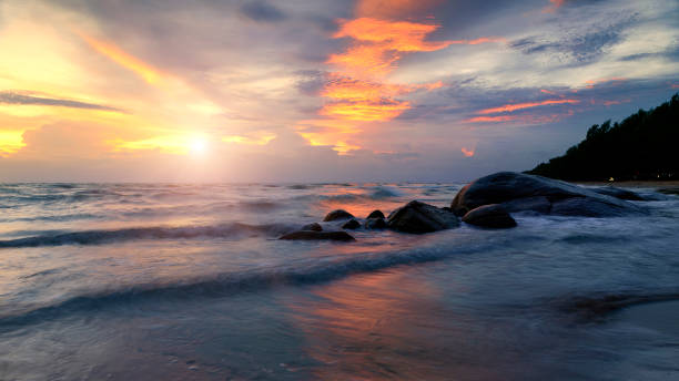 istock Beach sunset , Beautiful natural summer seascape Thailand . 813895682