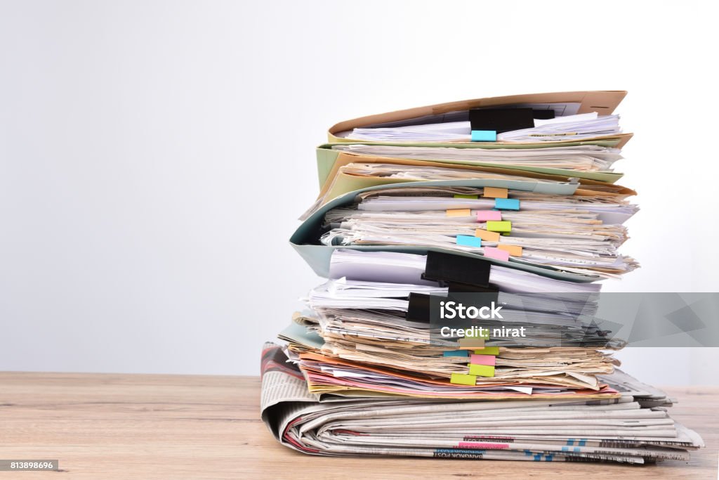 documents Stack documents pace on wood desk in office Stack Stock Photo