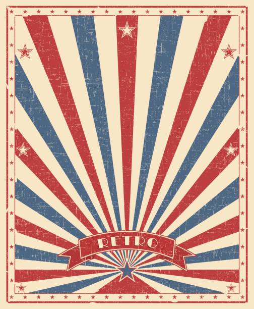 Retro background Retro poster background. Red beams on beige paper with cracks and abrasions. Vector illustration in vintage style. circus poster stock illustrations