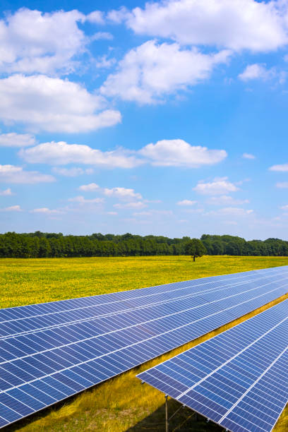 Solare Energiestation auf einem Feld in Brandenburg – Foto