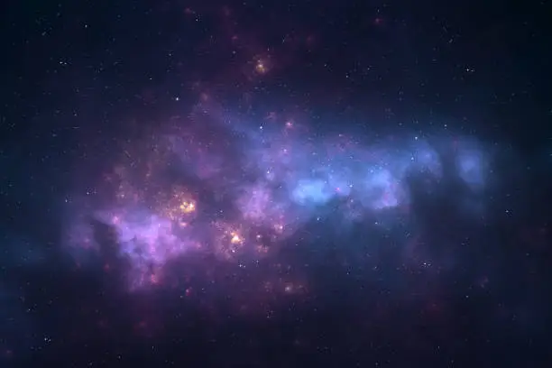 High resolution space-scape background featuring universe filled with stars, nebula and galaxy
