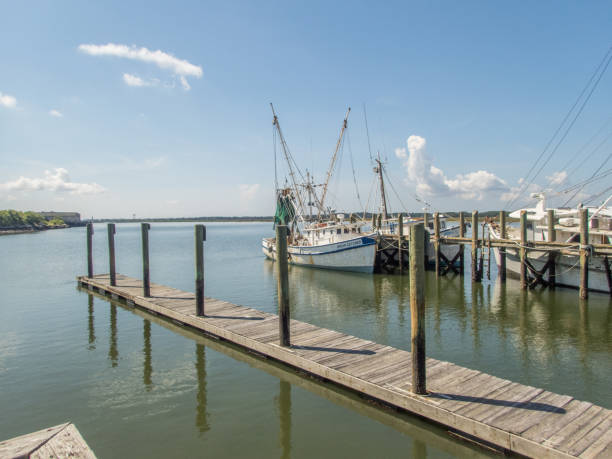 istock Shrimp boat at a dock in South Carolina 813927322
