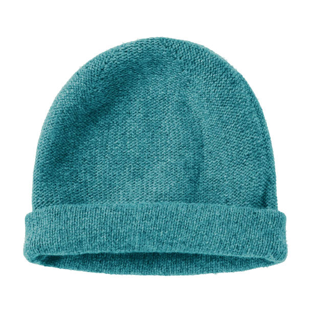 istock Sea color green blue winter woolen hat cap flat isolated on white 813930956
