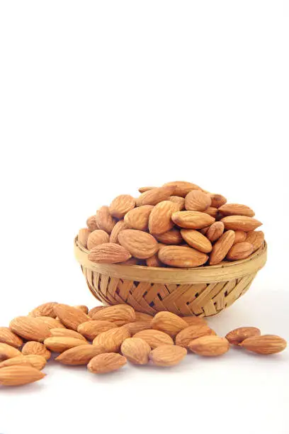 Almond in wooden bowl