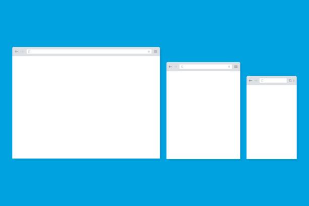 평면 스타일에 오픈 인터넷 브라우저 창 - browser window stock illustrations