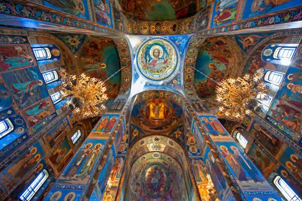 mozaika w kościele zbawiciela na rozlanej krwi - cathedral st petersburg indoors fresco zdjęcia i obrazy z banku zdjęć